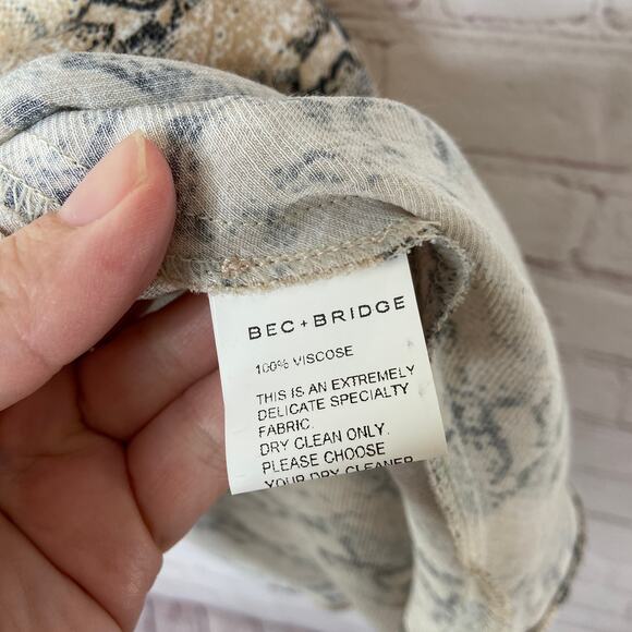 Bec and Bridge Python Midi Slip Skirt Cream Gray Womens US 10 New Snake Print - Picture 7 of 11